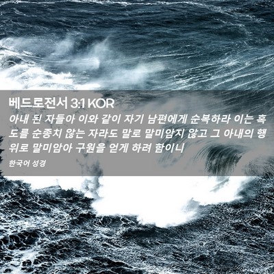Picture 02 - 베드로전서 3:1 KOR - 아내 된 자들아 이와 같이 자기 - Bible Verse Picture