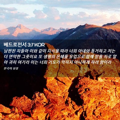 Picture 02 - 베드로전서 3:7 KOR - 남편된 자들아 이와 같이 지식을 - Bible Verse Picture