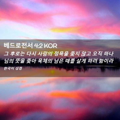 Picture 02 - 베드로전서 4:2 KOR - 그 후로는 다시 사람의 정욕을 좇지 - Bible Verse Picture