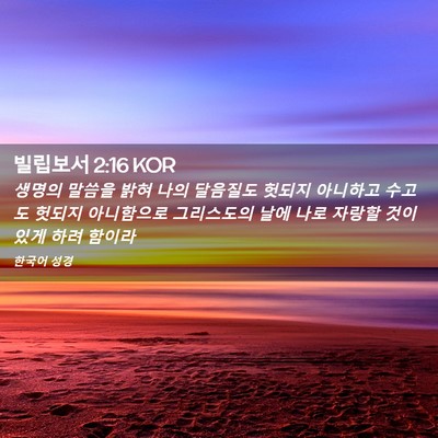 Picture 02 - 빌립보서 2:16 KOR - 생명의 말씀을 밝혀 나의 달음질도 - Bible Verse Picture