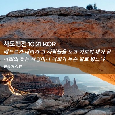 Picture 02 - 사도행전 10:21 KOR - 베드로가 내려가 그 사람들을 보고 - Bible Verse Picture