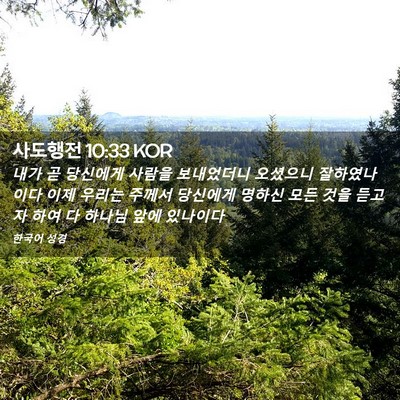 Picture 02 - 사도행전 10:33 KOR - 내가 곧 당신에게 사람을 보내었더니 - Bible Verse Picture