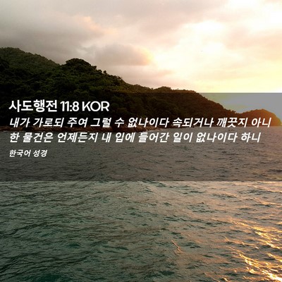 Picture 02 - 사도행전 11:8 KOR - 내가 가로되 주여 그럴 수 없나이다 - Bible Verse Picture
