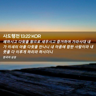 Picture 02 - 사도행전 13:22 KOR - 폐하시고 다윗을 왕으로 세우시고 - Bible Verse Picture