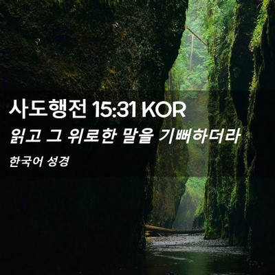 Picture 02 - 사도행전 15:31 KOR - 읽고 그 위로한 말을 - Bible Verse Picture
