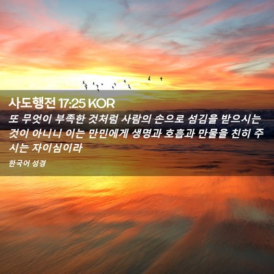 Picture 02 - 사도행전 17:25 KOR - 또 무엇이 부족한 것처럼 사람의 - Bible Verse Picture