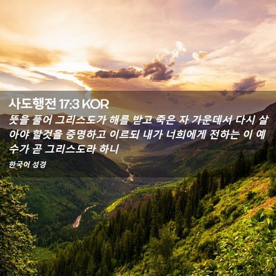 Picture 02 - 사도행전 17:3 KOR - 뜻을 풀어 그리스도가 해를 받고 - Bible Verse Picture