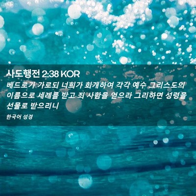 Picture 02 - 사도행전 2:38 KOR - 베드로가 가로되 너희가 회개하여 - Bible Verse Picture