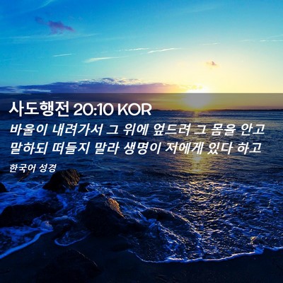 Picture 02 - 사도행전 20:10 KOR - 바울이 내려가서 그 위에 엎드려 그 - Bible Verse Picture