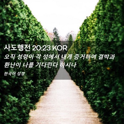 Picture 02 - 사도행전 20:23 KOR - 오직 성령이 각 성에서 내게 - Bible Verse Picture