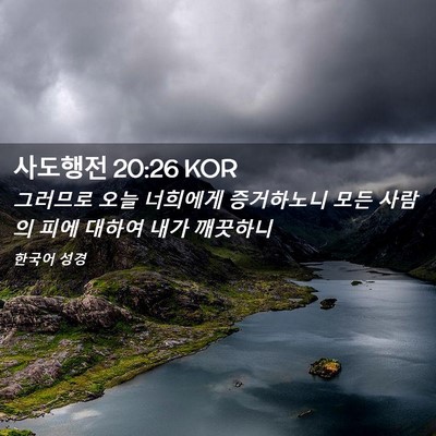 Picture 02 - 사도행전 20:26 KOR - 그러므로 오늘 너희에게 증거하노니 - Bible Verse Picture