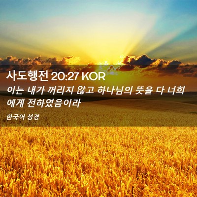 Picture 02 - 사도행전 20:27 KOR - 이는 내가 꺼리지 않고 하나님의 - Bible Verse Picture