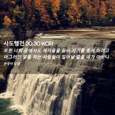 Picture 02 - 사도행전 20:30 KOR - 또한 너희 중에서도 제자들을 끌어 - Bible Verse Picture