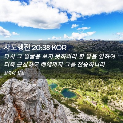 Picture 02 - 사도행전 20:38 KOR - 다시 그 얼굴을 보지 못하리라 한 - Bible Verse Picture