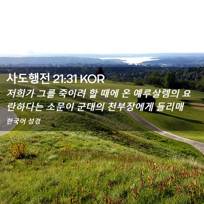 Picture 02 - 사도행전 21:31 KOR - 저희가 그를 죽이려 할 때에 온 - Bible Verse Picture