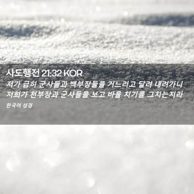 Picture 02 - 사도행전 21:32 KOR - 저가 급히 군사들과 백부장들을 - Bible Verse Picture
