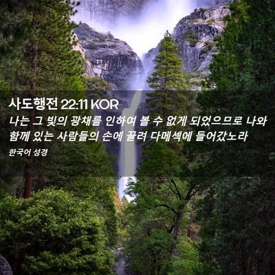 Picture 02 - 사도행전 22:11 KOR - 나는 그 빛의 광채를 인하여 볼 수 - Bible Verse Picture