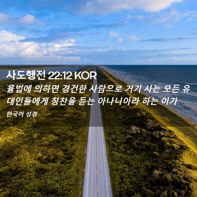 Picture 02 - 사도행전 22:12 KOR - 율법에 의하면 경건한 사람으로 거기 - Bible Verse Picture