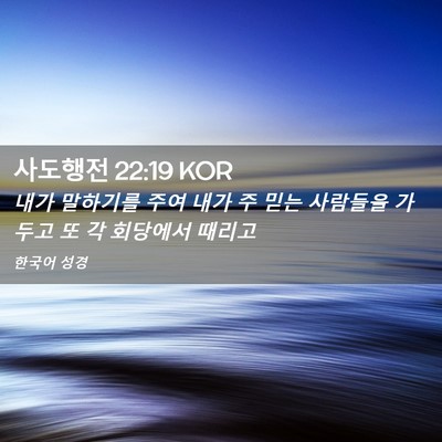 Picture 02 - 사도행전 22:19 KOR - 내가 말하기를 주여 내가 주 믿는 - Bible Verse Picture