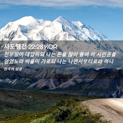 Picture 02 - 사도행전 22:28 KOR - 천부장이 대답하되 나는 돈을 많이 - Bible Verse Picture