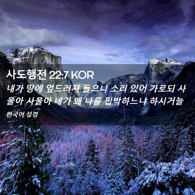 Picture 02 - 사도행전 22:7 KOR - 내가 땅에 엎드러져 들으니 소리 - Bible Verse Picture