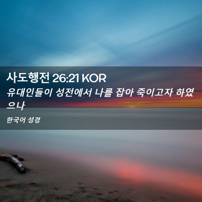 Picture 02 - 사도행전 26:21 KOR - 유대인들이 성전에서 나를 잡아 - Bible Verse Picture