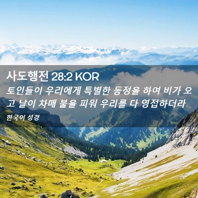 Picture 02 - 사도행전 28:2 KOR - 토인들이 우리에게 특별한 동정을 - Bible Verse Picture