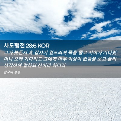 Picture 02 - 사도행전 28:6 KOR - 그가 붓든지 혹 갑자기 엎드러져 - Bible Verse Picture