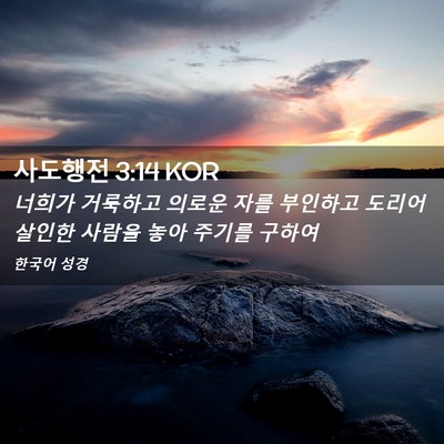 Picture 02 - 사도행전 3:14 KOR - 너희가 거룩하고 의로운 자를 - Bible Verse Picture