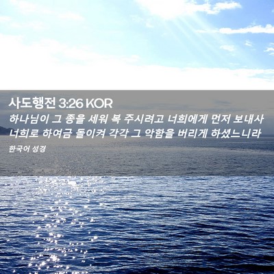 Picture 02 - 사도행전 3:26 KOR - 하나님이 그 종을 세워 복 주시려고 - Bible Verse Picture