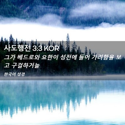 Picture 02 - 사도행전 3:3 KOR - 그가 베드로와 요한이 성전에 들어 - Bible Verse Picture