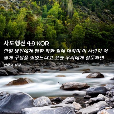 Picture 02 - 사도행전 4:9 KOR - 만일 병인에게 행한 착한 일에 - Bible Verse Picture