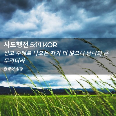 Picture 02 - 사도행전 5:14 KOR - 믿고 주께로 나오는 자가 더 많으니 - Bible Verse Picture
