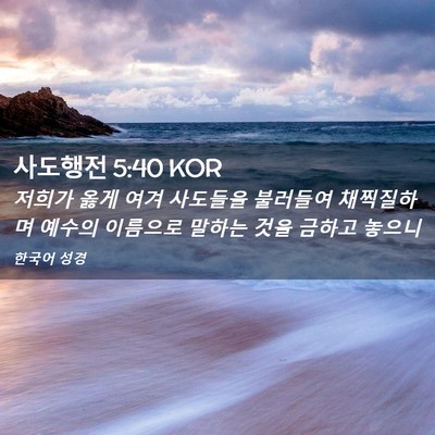 Picture 02 - 사도행전 5:40 KOR - 저희가 옳게 여겨 사도들을 불러들여 - Bible Verse Picture