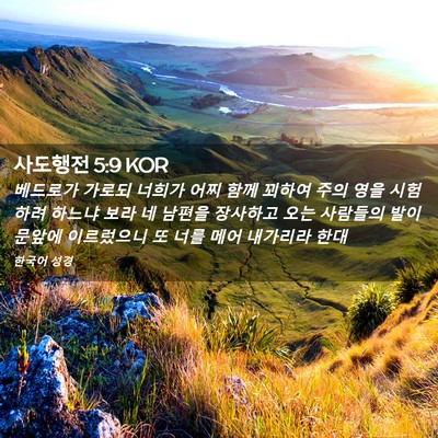 Picture 02 - 사도행전 5:9 KOR - 베드로가 가로되 너희가 어찌 함께 - Bible Verse Picture