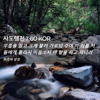 Picture 02 - 사도행전 7:60 KOR - 무릎을 꿇고 크게 불러 가로되 주여 - Bible Verse Picture