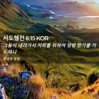 Picture 02 - 사도행전 8:15 KOR - 그들이 내려가서 저희를 위하여 성령 - Bible Verse Picture