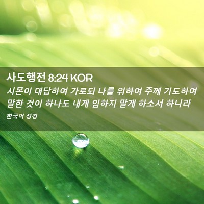 Picture 02 - 사도행전 8:24 KOR - 시몬이 대답하여 가로되 나를 위하여 - Bible Verse Picture