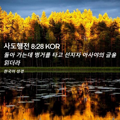 Picture 02 - 사도행전 8:28 KOR - 돌아 가는데 병거를 타고 선지자 - Bible Verse Picture