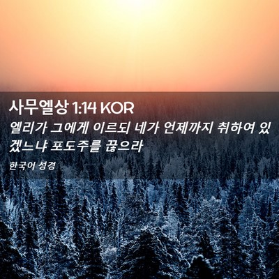 Picture 02 - 사무엘상 1:14 KOR - 엘리가 그에게 이르되 네가 언제까지 - Bible Verse Picture