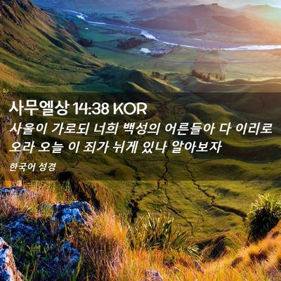 Picture 02 - 사무엘상 14:38 KOR - 사울이 가로되 너희 백성의 어른들아 - Bible Verse Picture