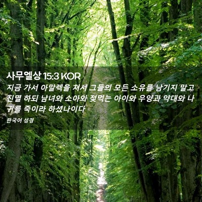Picture 02 - 사무엘상 15:3 KOR - 지금 가서 아말렉을 쳐서 그들의 - Bible Verse Picture