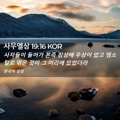 Picture 02 - 사무엘상 19:16 KOR - 사자들이 들어가 본즉 침상에 우상이 - Bible Verse Picture