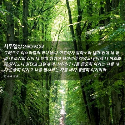 Picture 02 - 사무엘상 2:30 KOR - 그러므로 이스라엘의 하나님 나 - Bible Verse Picture
