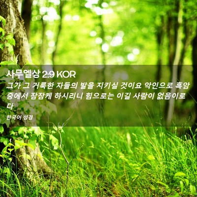 Picture 02 - 사무엘상 2:9 KOR - 그가 그 거룩한 자들의 발을 지키실 - Bible Verse Picture