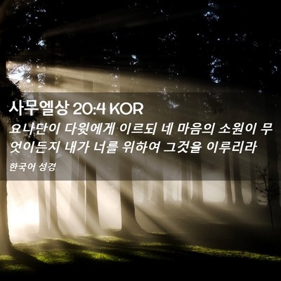 Picture 02 - 사무엘상 20:4 KOR - 요나단이 다윗에게 이르되 네 마음의 - Bible Verse Picture