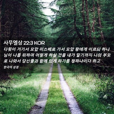 Picture 02 - 사무엘상 22:3 KOR - 다윗이 거기서 모압 미스베로 가서 - Bible Verse Picture