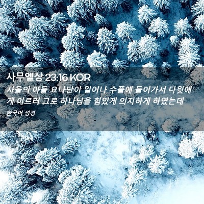 Picture 02 - 사무엘상 23:16 KOR - 사울의 아들 요나단이 일어나 수풀에 - Bible Verse Picture