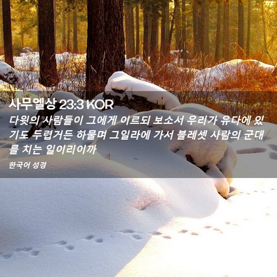 Picture 02 - 사무엘상 23:3 KOR - 다윗의 사람들이 그에게 이르되 - Bible Verse Picture