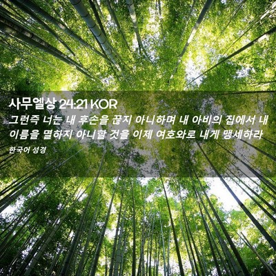 Picture 02 - 사무엘상 24:21 KOR - 그런즉 너는 내 후손을 끊지 - Bible Verse Picture
